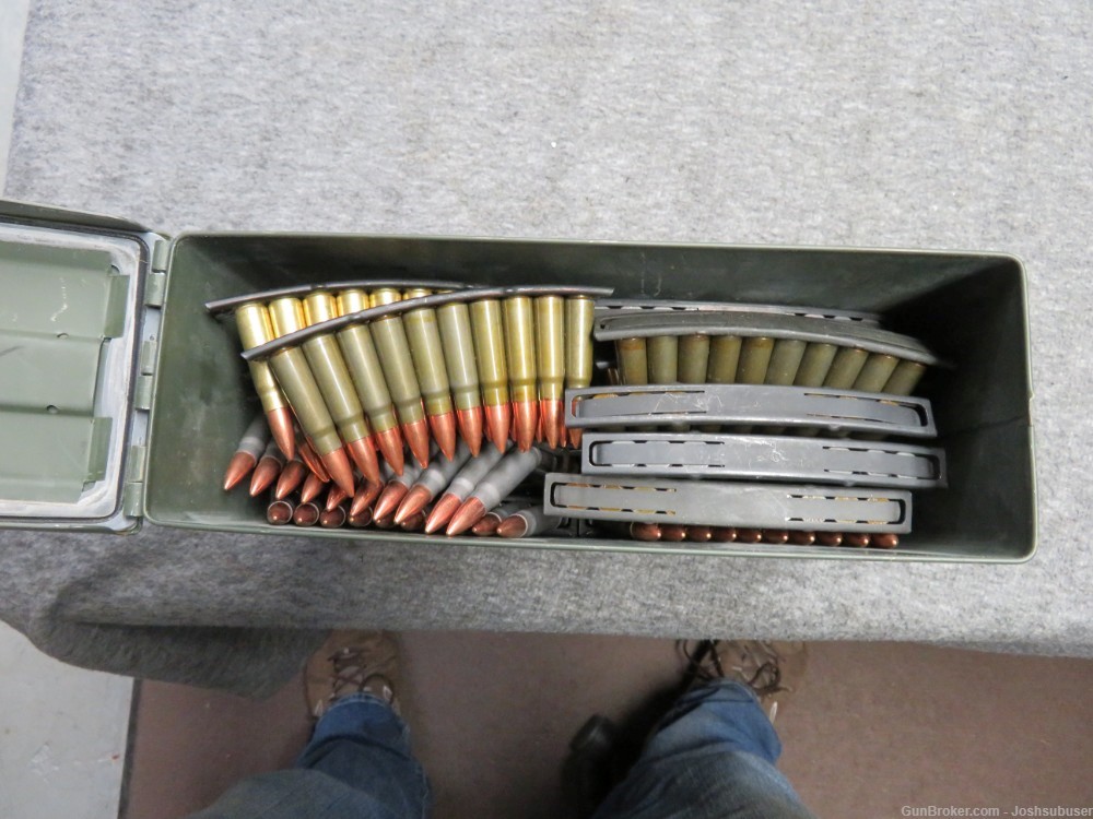 CAN OF 360 ROUNDS 7.62 X 39 AMMO ON SKS STRIPPER CLIPS-img-1