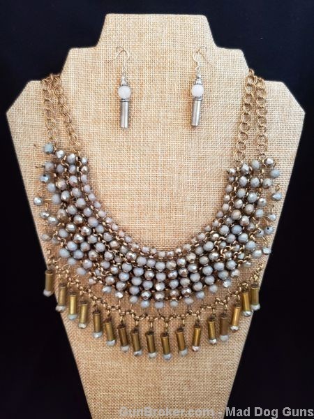 Bullets,Crystals & Bling Necklace & Earrings. Handmade-1 of 1. NE2*REDUCED*-img-0