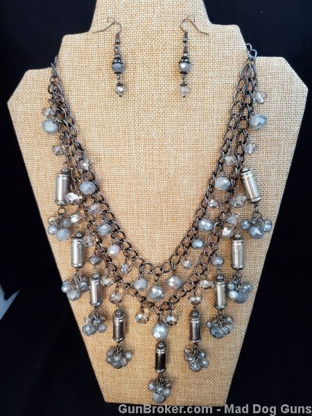 Bullets,Crystals & Bling Necklace & Earrings. Handmade-1 of 1. NE3*REDUCED*-img-0