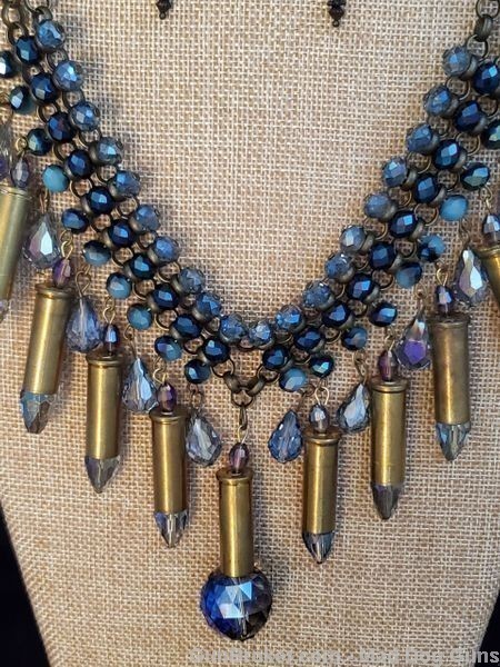 Bullets,Crystals & Bling Necklace & Earrings.Handmade-1 of 1. NE1.*REDUCED*-img-1
