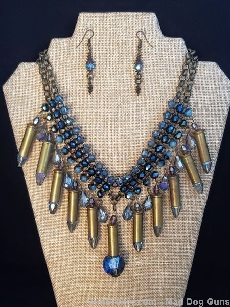 Bullets,Crystals & Bling Necklace & Earrings.Handmade-1 of 1. NE1.*REDUCED*-img-0