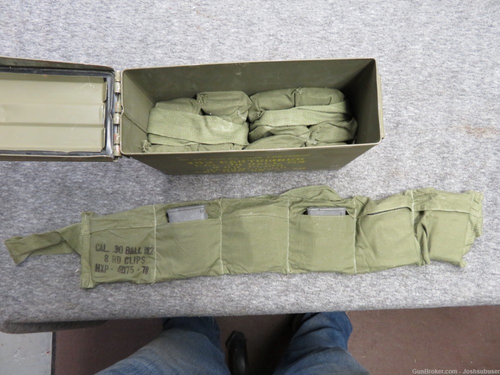 CAN OF 144 ROUNDS GREEK MILITARY .30-06 AMMO ON M1 GARAND CLIPS-img-1