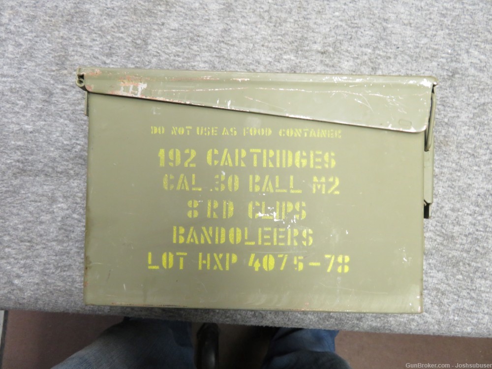 CAN OF 144 ROUNDS GREEK MILITARY .30-06 AMMO ON M1 GARAND CLIPS-img-0