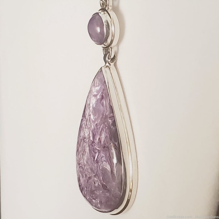 Purple Spiny Oyster Large Pendant in 925 Sterling Setting.  22" Chain. KI14-img-4