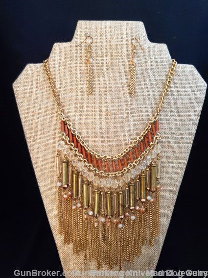 Bullets,Crystals & Bling Necklace & Earrings.Handmade-1 of 1. NE4.*REDUCED*-img-0