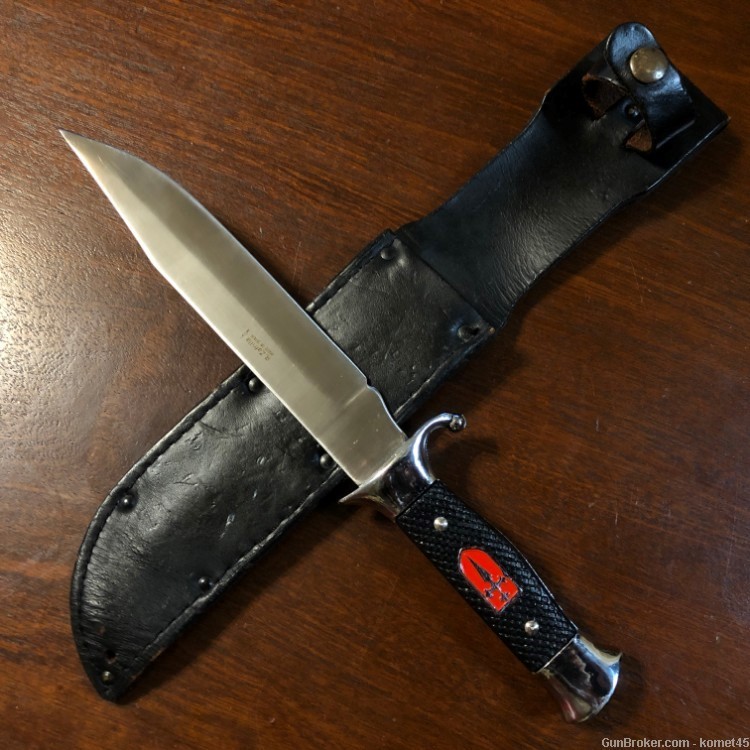 Vintage 80s 90s R. Zafrilla Spain Fixed Blade Hunting Bowie Knife & Sheath-img-0