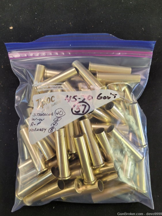 45-70 GOV'T Brass Once Fired, De-primed and Tumbled, 57 Pieces Total-img-3