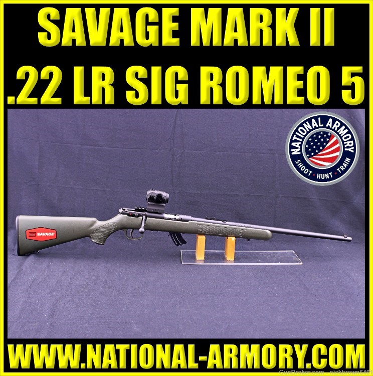 SAVAGE MARK II 22 LR 21" BBL OD GREEN STOK SIG SAUER ROMEO5 RED DOT -img-0