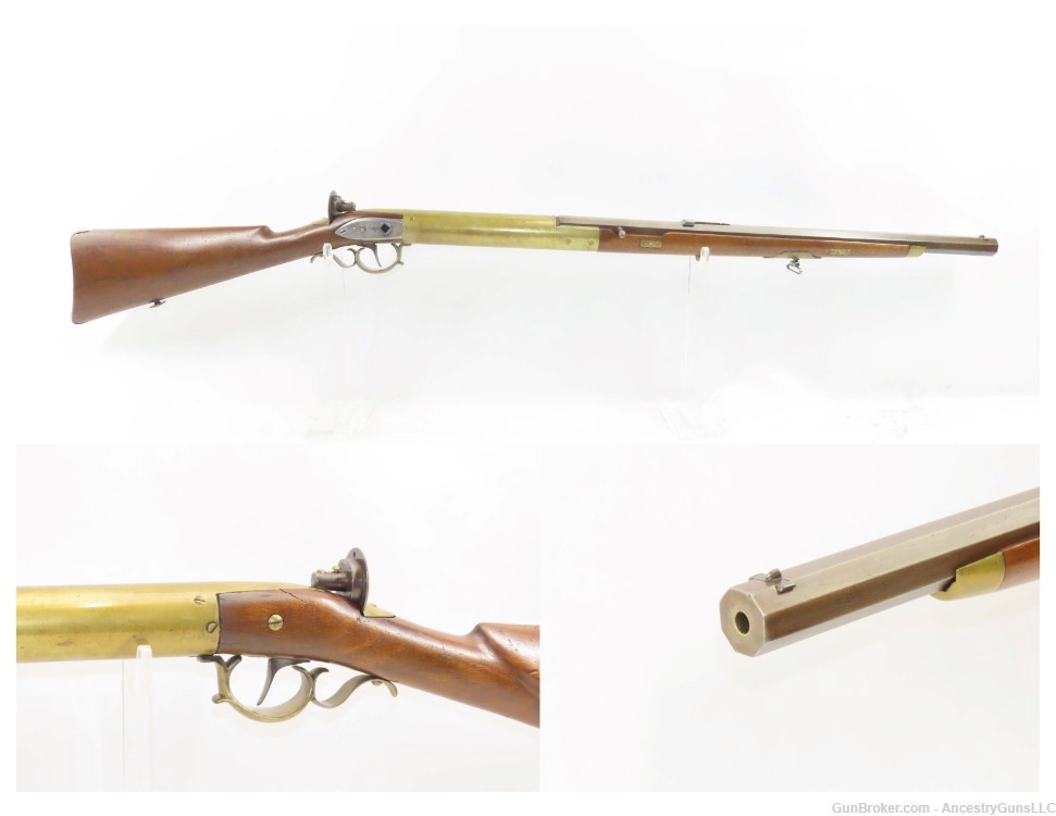 19th Century CRANK HANDLE Sliding Barrel 7.5mm “Gallery/Parlor” AIR GUN    -img-0