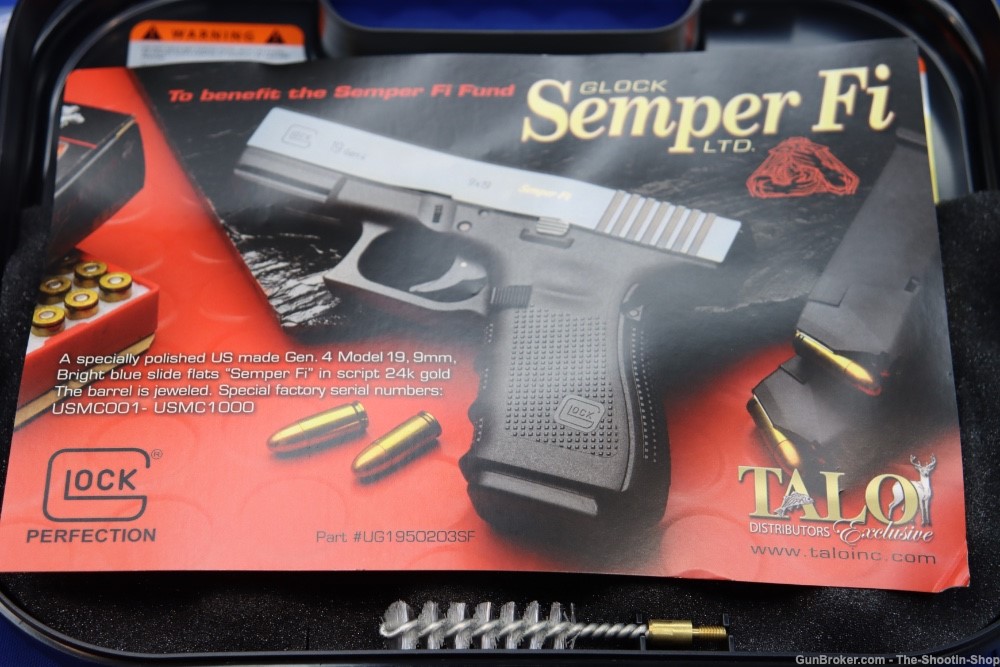 SEMPER FI USMC Glock Model G19 GEN4 Pistol HIGH POLISHED 1/1000 9MM TALO 19-img-3