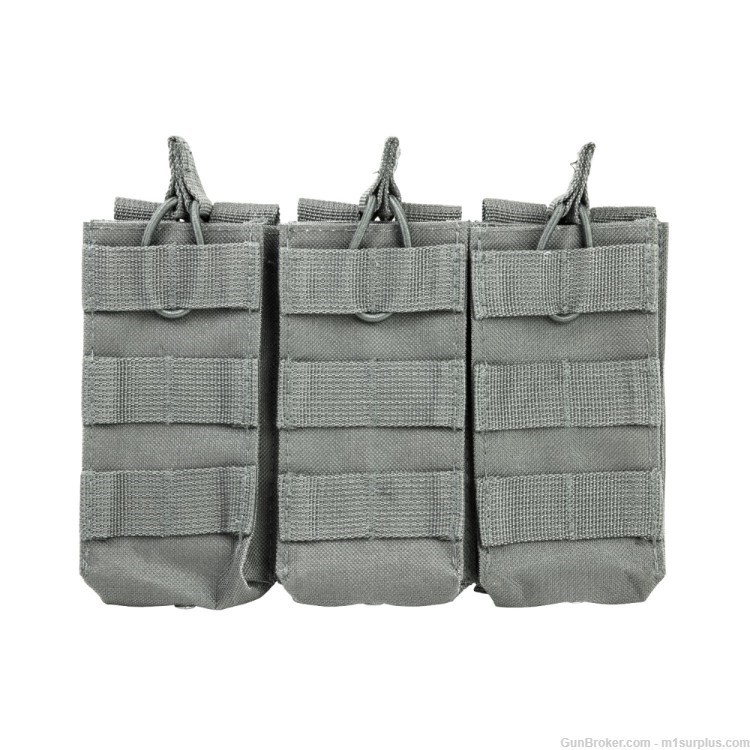 VISM 3 Pocket Gray MOLLE Pouch fits 5.56 .223 AR15 Colt M4 Hk416 Magazine-img-0