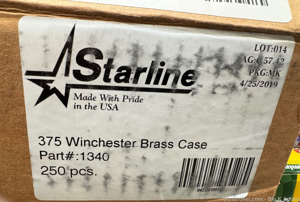 NEW 375 Win (Brass casing only) Starline 250 Ct RARE ULTRA DESIRABLE-img-0