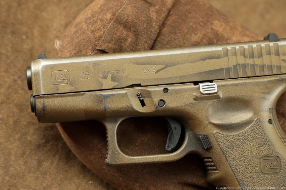 Glock 26 Gen 3 G26 9mm 3.25” Coyote Battle Worn Flag Sub-Compact Pistol -img-5