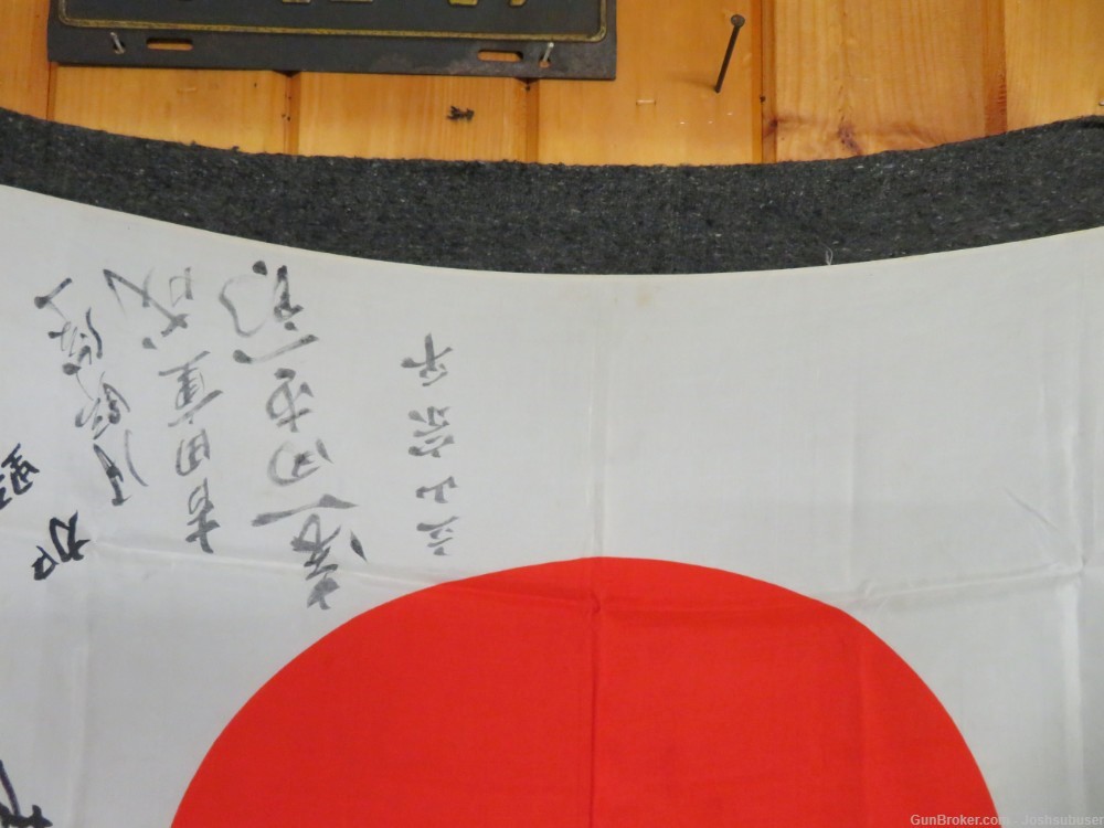 WWII JAPANESE HINOMARU MEATBALL FLAG W/ SIGNED KANJI CHARACTERS-img-8