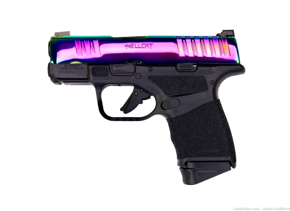 Custom Springfield Armory Hellcat 9mm 3" 13+1 Rainbow PVD Gear Up Package-img-1