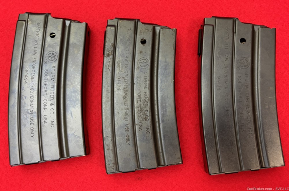 3x Ruger Mini-14 Magazines 223 556 Metal Factory LE Restricted Marking Used-img-0