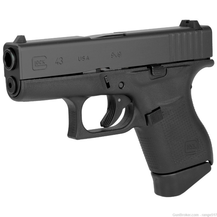 Glock 43 9mm 3.39in BBL 6+1 UI4350201 G43 9x19 Blk Sub Compact Single Stack-img-0