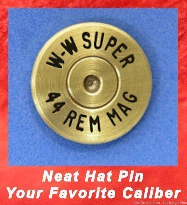 Winchester W-W SUPER 44 REM MAG  Cartridge Hat Pin  Tie Tac  Ammo Bullet-img-0