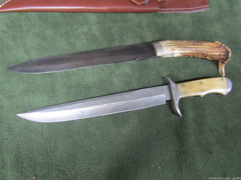 2 Custom American made Long Knives in Damascus Steel non-Import-img-3