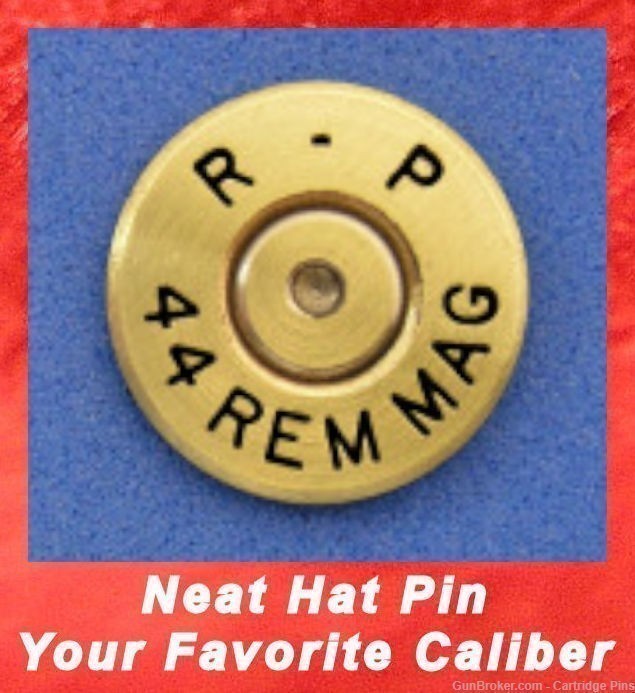 Remington R-P 44 REM MAG Brass Cartridge Hat Pin  Tie Tac  Ammo Bullet-img-0
