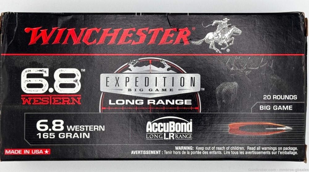 Winchester Expedition BIG Game Long Range 6.8 Western 165GR S68WLR- 20 RDS-img-2