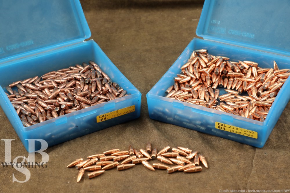 Approximately 753x Assorted 223 Cal. .224" 55 Gr. FMJBT Bullets -img-0
