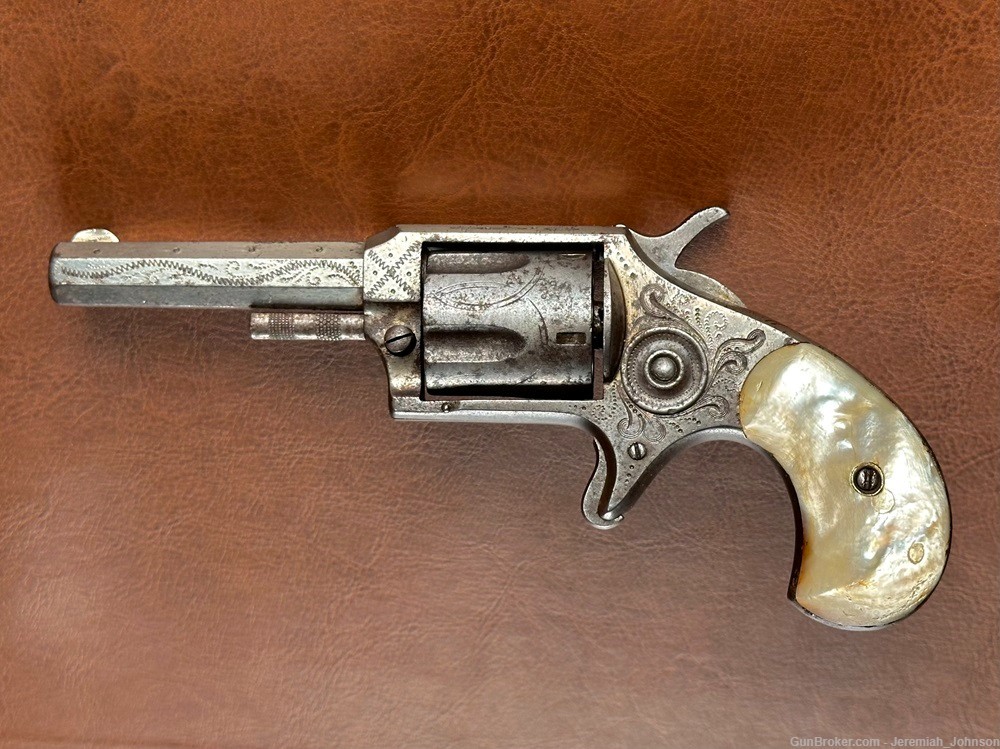 Lee Arms Co. Red Jacket No. 3 Pocket Revolver Engraved Nickel Pearl .32 RF -img-1