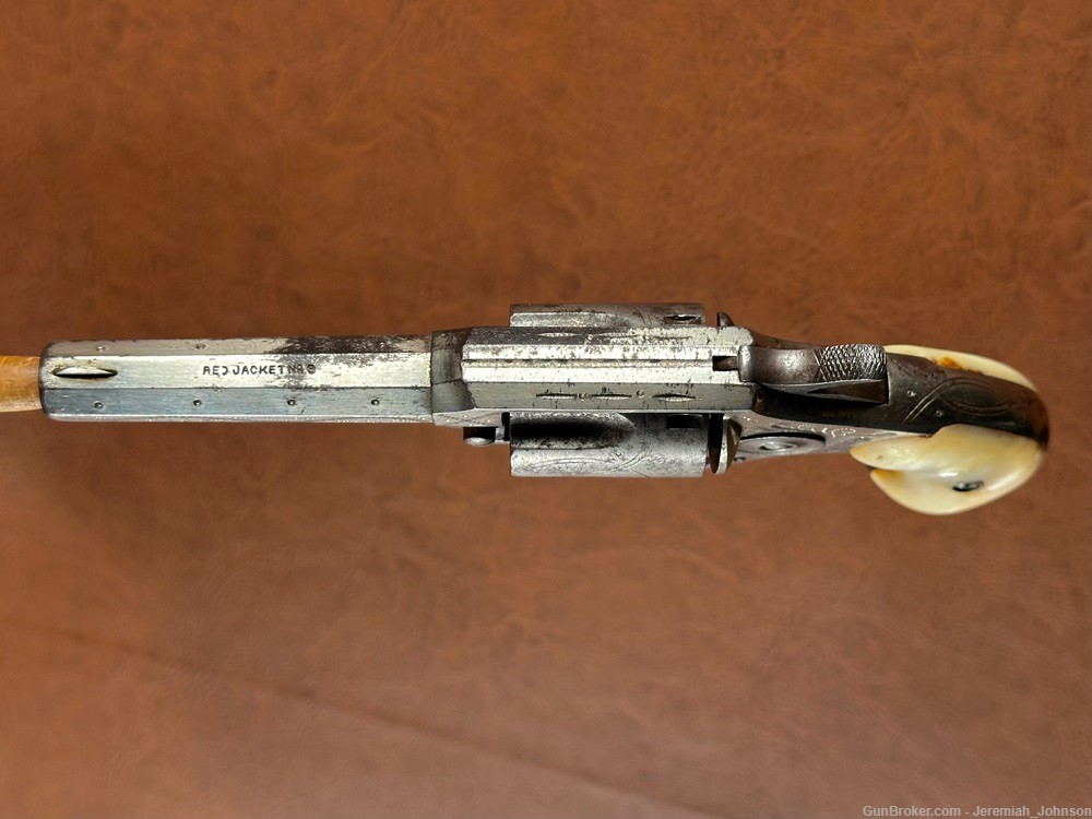 Lee Arms Co. Red Jacket No. 3 Pocket Revolver Engraved Nickel Pearl .32 RF -img-2