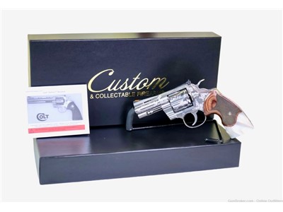 CNC Custom Colt Python 357 Mag 3" 6rd Engraved Stainless SA/DA Revolver