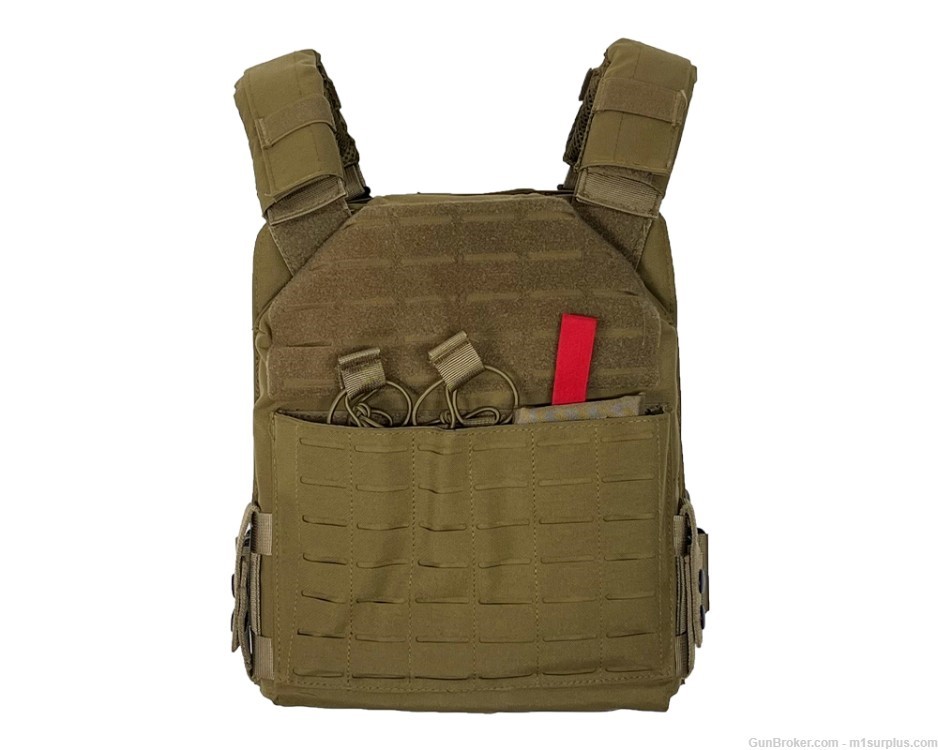 VISM Tan Laser Cut MOLLE Plate Carrier Vest w/ Mag Pouches for 5.56 AR15 M4-img-0