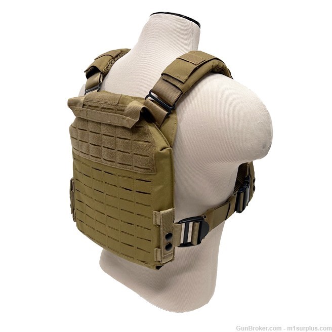 VISM Tan Laser Cut MOLLE Plate Carrier Vest w/ Mag Pouches for 5.56 AR15 M4-img-2