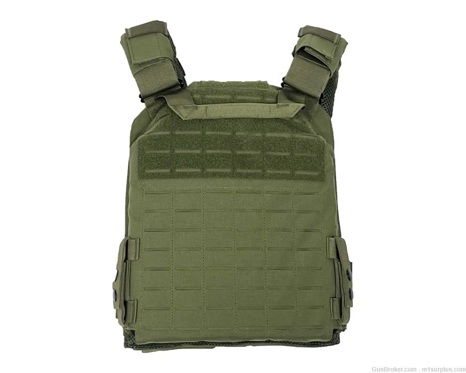 VISM Green Laser Cut MOLLE Plate Carrier Vest w/ Mag Pouches for 5.56 AR15-img-1