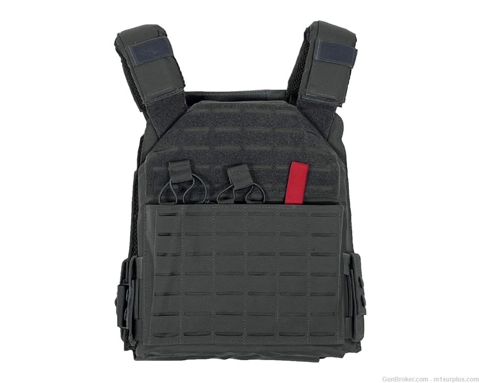VISM Gray Laser Cut MOLLE Plate Carrier Vest w/ Mag Pouches for 5.56 AR15-img-0