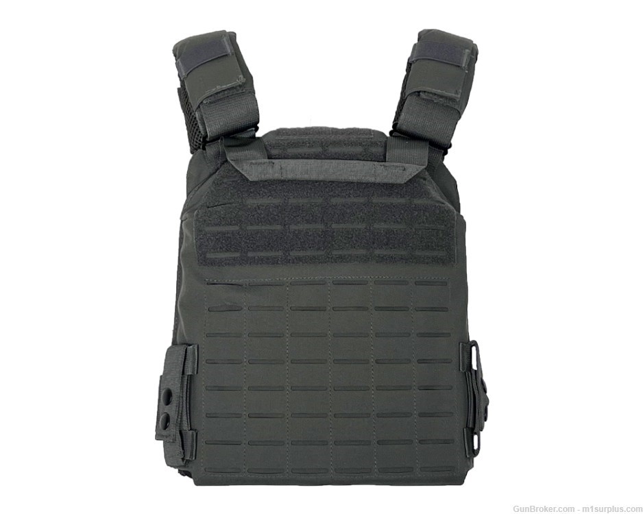 VISM Gray Laser Cut MOLLE Plate Carrier Vest w/ Mag Pouches for 5.56 AR15-img-1
