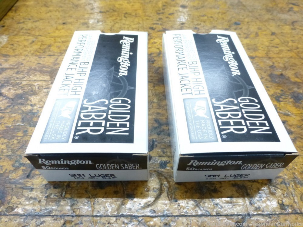 9MM Remington Golden Saber 124 gr BJHP 100 Rounds GS BB 2 Boxes 124GR-img-0