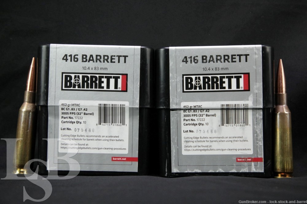 20x .416 Barrett Ammunition 452 Grain MTAC Bullets Barrett-img-0