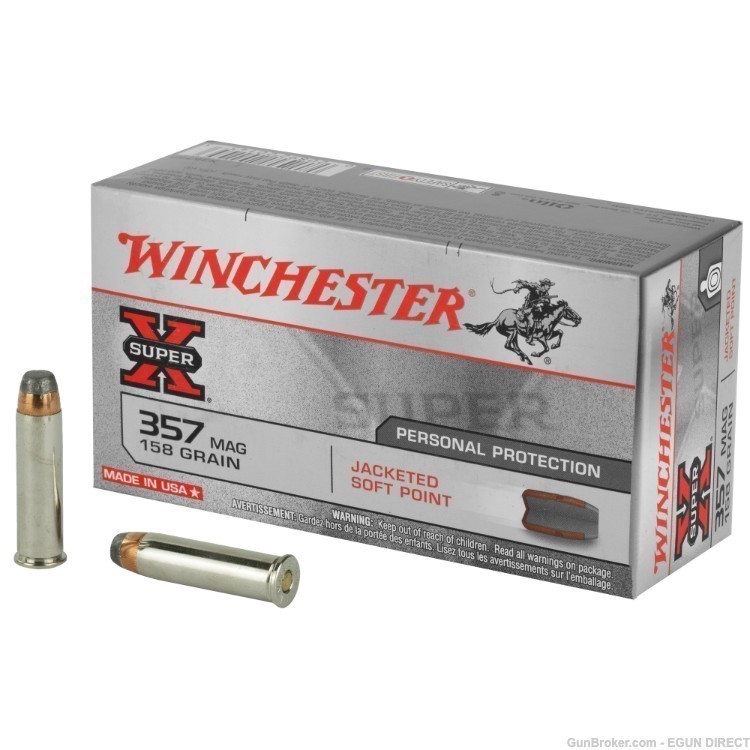 Winchester Ammunition Super-X 357 Magnum 158gr Jacketed Soft Point - 50rd-img-0