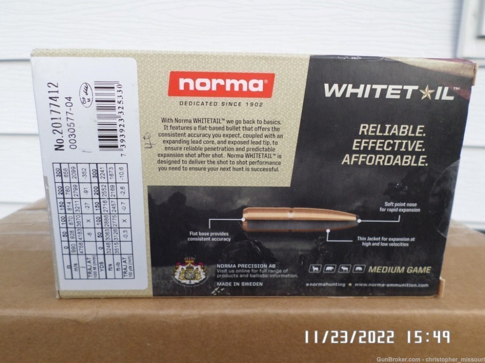Norma .300 Winchester Magnum Whitetail ammo 1 box 20 rds 150 grain PSP-img-2