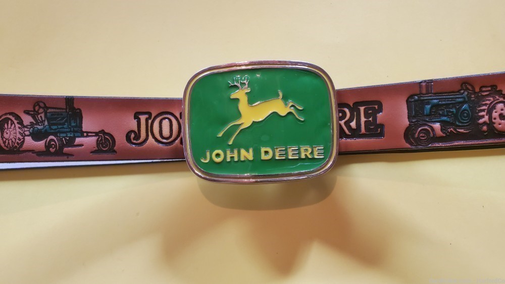 JOHN DEERE Genuine Cowhide Leather Belt and Epoxy Buckle  all sizes-img-1