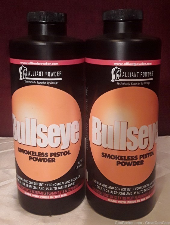 Alliant Powder Bullseye Smokeless Pistol (2 Bottles 2 lb 5.2 oz Gross Wt)-img-0