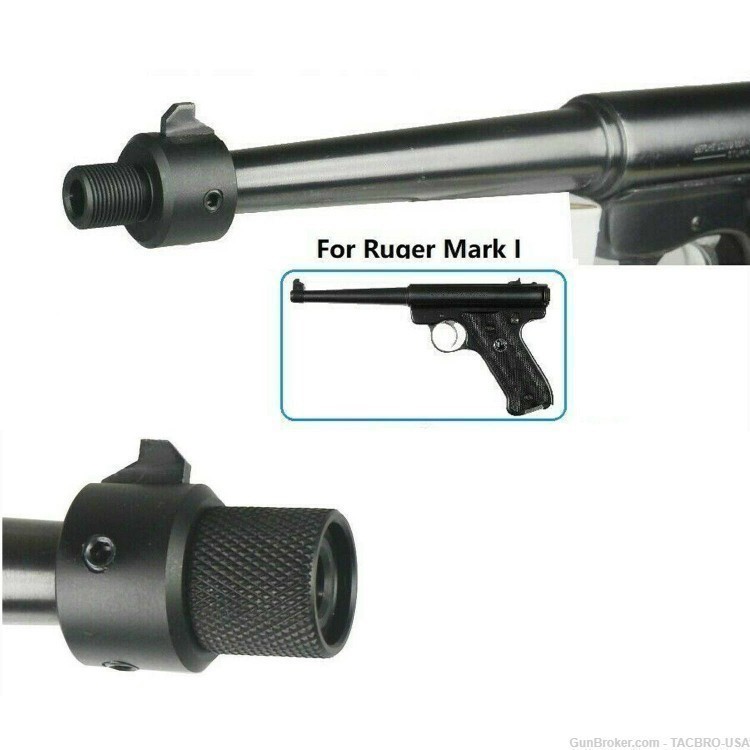 TACBRO Ruger .22 Mark 1,2,3 1/2"x28 Muzzle Brake Adapter + Thread Protector-img-5