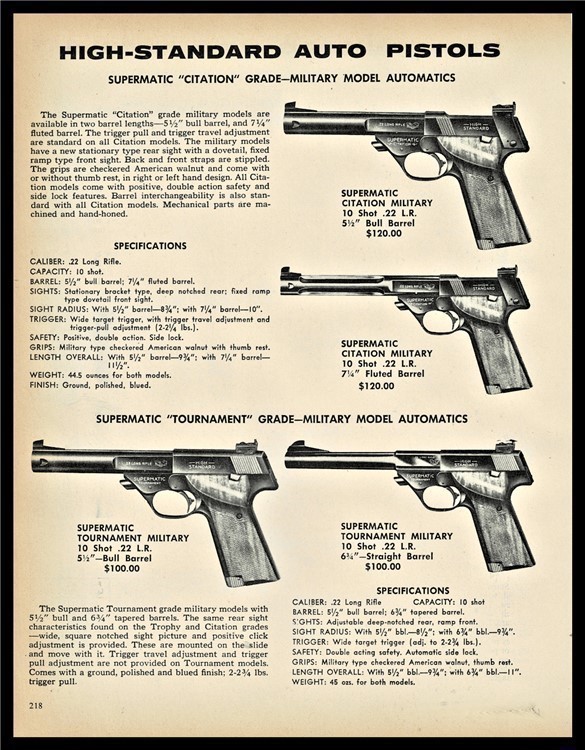 1973 HIGH STANDARD Supermatic Citation & Tournament Military Pistol AD-img-0