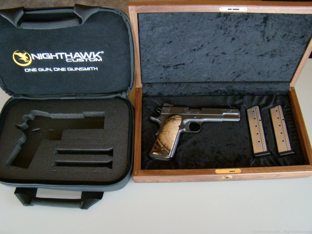 Nighthawk Custom VIP BLACK 9mm 1911 Pistol Mammoth Ivory grips fluted bbl 9-img-5