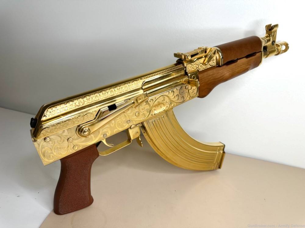 24k GOLD ENGRAVED AK 47 Draco Pistol!-img-2