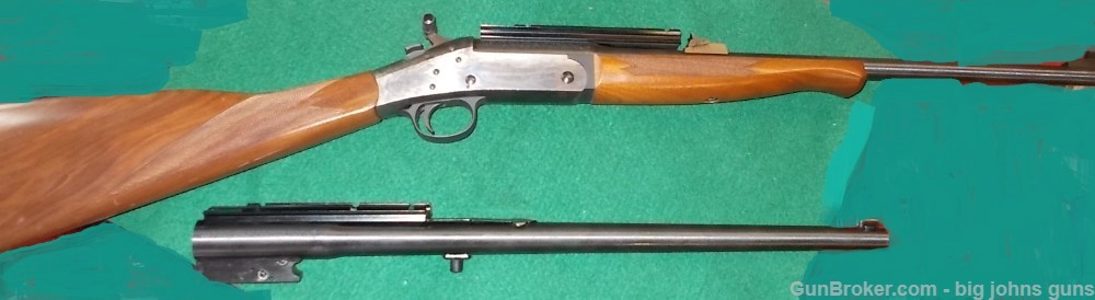 H&R Handi-Rifle .223, & .45 Colt, Walnut Stock case hardened 20 inc barrels-img-12