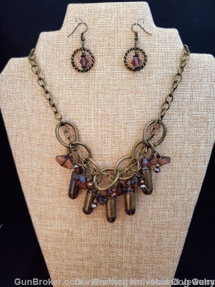 Bullets,Crystals & Bling Necklace & Earrings. Handmade-1 of 1. NE9*REDUCED*-img-0