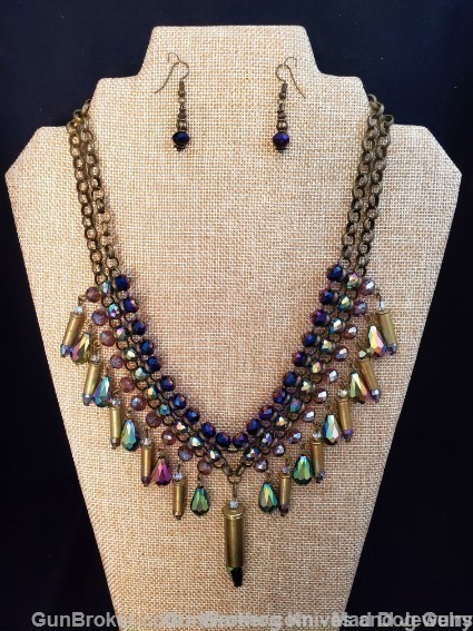 Bullets,Crystals & Bling Necklace & Earrings. Handmade-1 of 1. NE7*REDUCED*-img-0