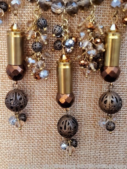 Bullets,Crystals & Bling Necklace & Earrings. Handmade-1 of 1. NE8*REDUCED*-img-2