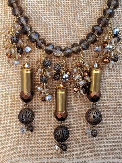 Bullets,Crystals & Bling Necklace & Earrings. Handmade-1 of 1. NE8*REDUCED*-img-1