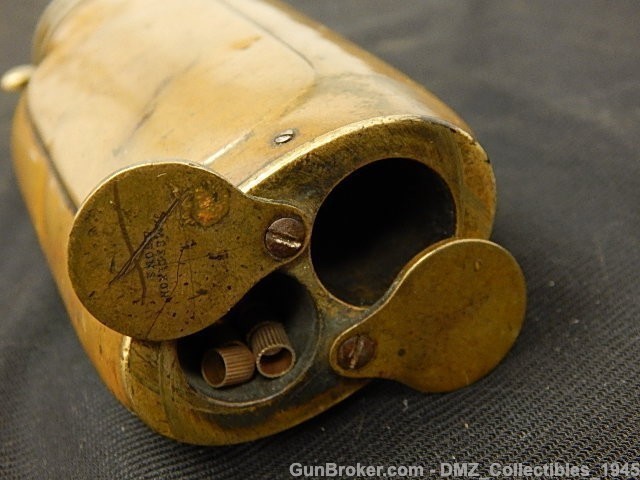 US Civil War Era Large Double Compartment Pistol Flask-img-4